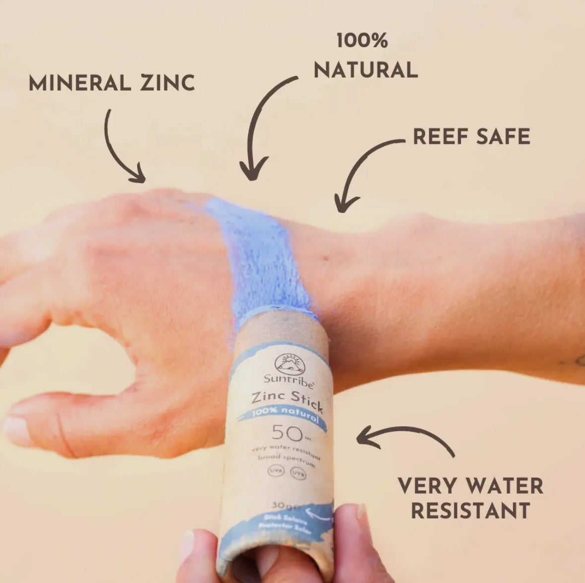 Suntribe Natural Mineral Zinc Sun Stick Spf 50 Ocean Blue