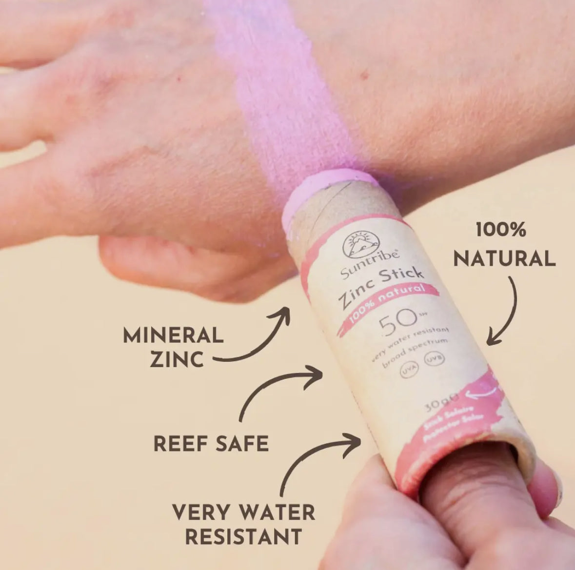 Suntribe Natural Mineral Zinc Sun Stick Spf 50 Retro Red